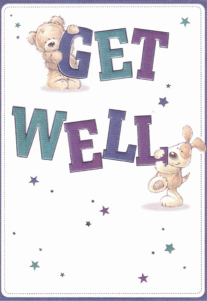 A celebration of heartfelt encouragement, this get well card presents an exquisitely illustrated bear and puppy, surrounded by playful stars that seem to scatter well wishes through the air-much like blooms cascading from a hand-tied bouquet crafted for a neighbour near Belgrave Place. The characters' fur glows with soft textures: the bear appears cuddly and serene, while the puppy's floppy ears evoke warmth and familiarity. Bold, confident letters in shades of purple and aqua ground the design, setting a lively yet reassuring tone akin to the thoughtful arrangements found at Belgravia Flowers. The composition evokes a comforting touch, and the dance of blue and violet stars suggests a gentle, uplifting optimism. Together, the card and a bouquet delivered throughout Belgravia offer an encompassing gesture of thoughtfulness, destined to lift spirits and provide solace to anyone in need of a boost in these elegant surroundings.